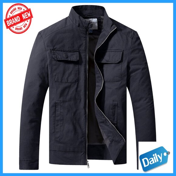 Military Field Jacket Lightweight Cotton Canvas Slim Fit Utility Cargo Coat